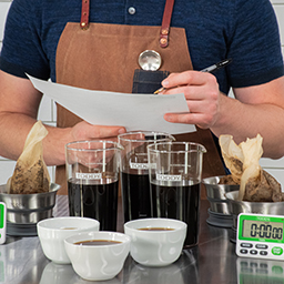 Barista filling out Toddy Cold Brew Cupping Kit form